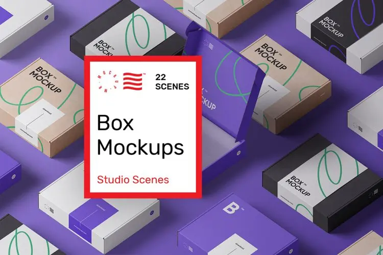 Box Mockup Bundle – Mailing Box 22款快递打包盒纸盒包装设计作品贴图ps样机素材场景展示效果模板