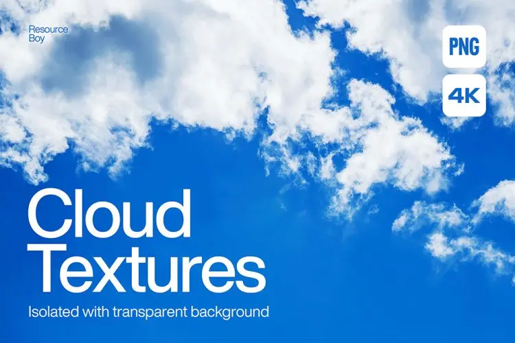 100 Cloud Textures 100款真实高清云彩蓝天白云烟雾云朵云层纹理webp免抠图片设计素材