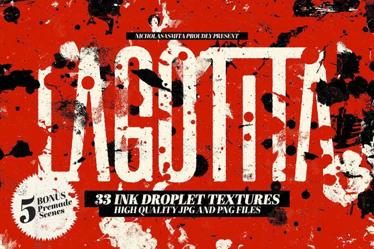 La Gogita 33 Ink Droplet Textures 33款抽象艺术手工油漆泼墨颜料墨点污渍涂鸦背景底纹webp免抠素材