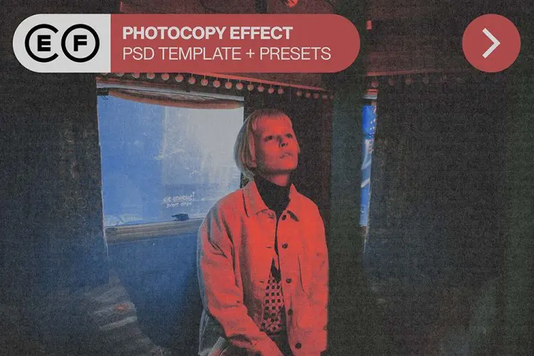 EFCO – PHOTOCOPY EFFECT 潮流复古怀旧摄影作品影印胶片颗粒做旧肌理滤镜ps图层特效模板