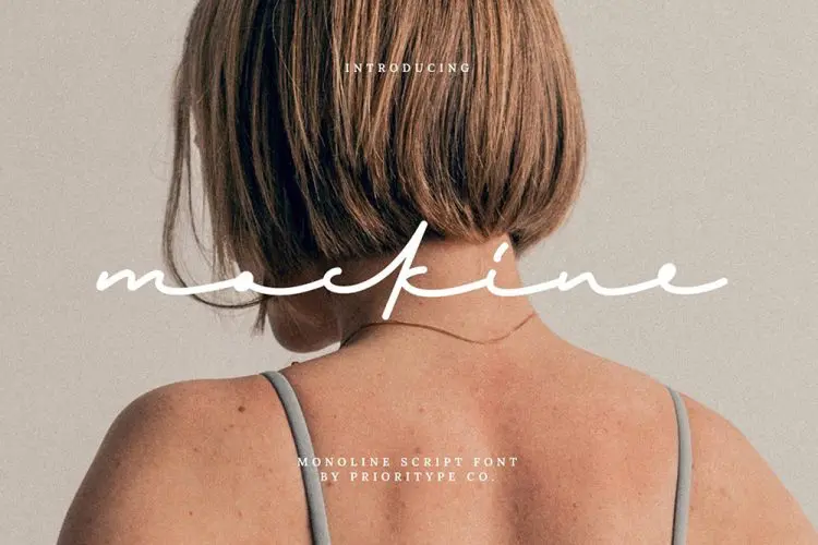 Mockine – Monoline Script Font 连字的海报T恤贺卡签名手写英文字体设计