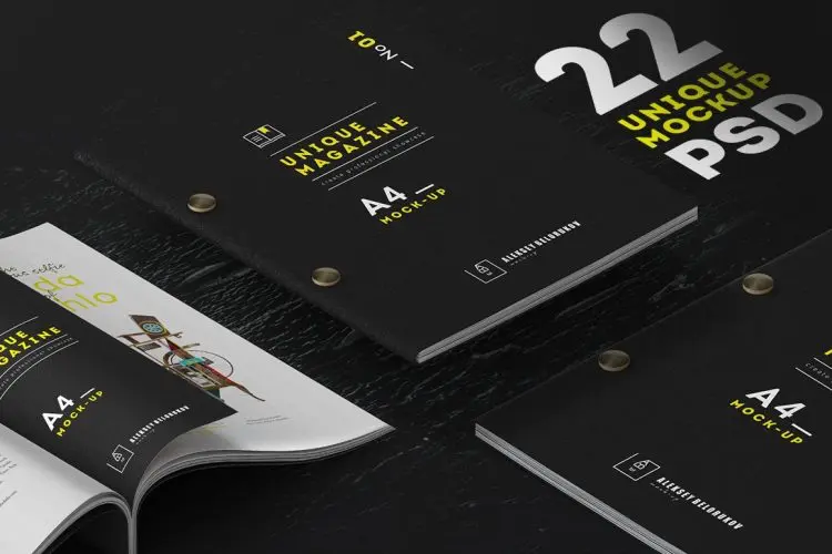 A4 UNIQUE MAGAZINE craft&black 精装杂志书籍模拟效果展示样机