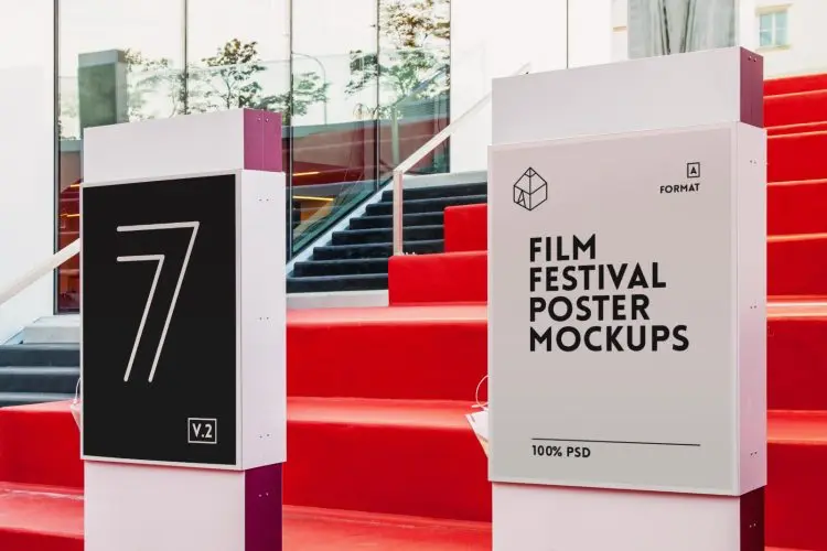Film Festival Poster Mockup 2 电影节海报陈列场景模拟效果样机