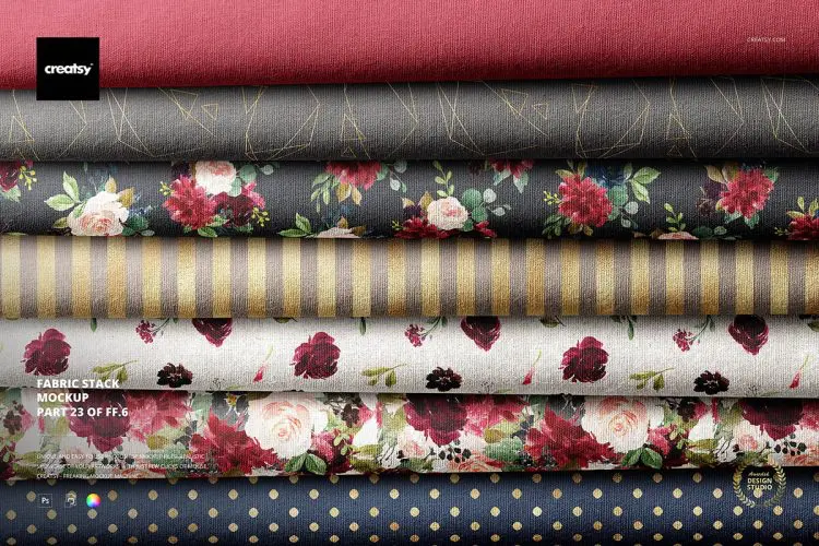 Fabric Stack Mockup 23/FF v.6 织物布匹面料床单堆叠印花图案设计贴图ps样机素材展示效果模板