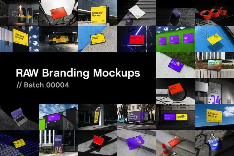 Raw Branding Mockups / Batch 00004 52款工业风户外广告牌海报名片iPad电脑VI应用设计贴图ps样机素材合集
