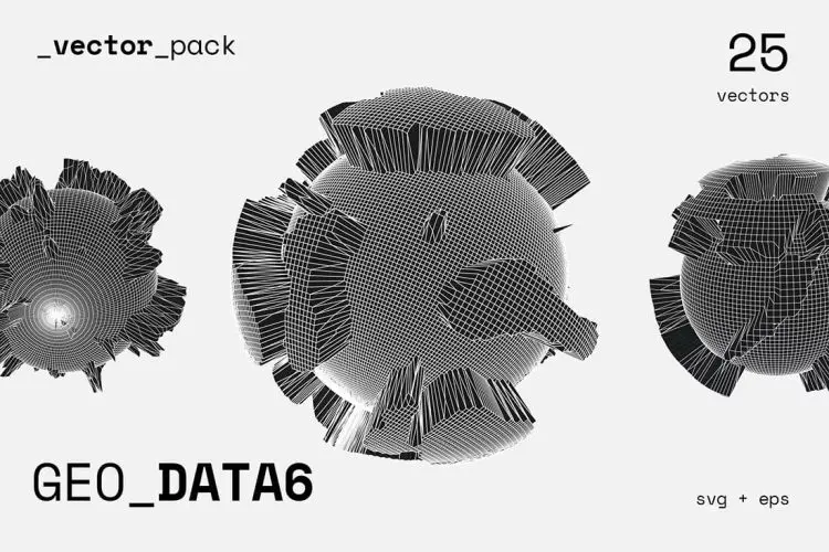 GEO_DATA6 Vector Pack 25款艺术抽象立体赛博朋克科技未来科幻网格地球背景国外设计素材