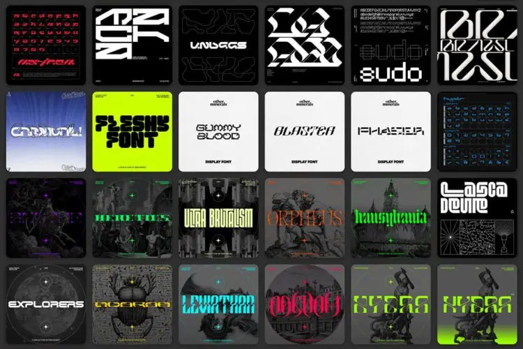 Studio Innate Font Bundle 36套机能未来个性抽象酸性机甲科技嘻哈风格英文字体素材