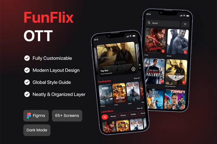 Funflix OTT- Streaming limitless 65屏国外在线影院流媒体平台电影app用户界面设计ui套件模板