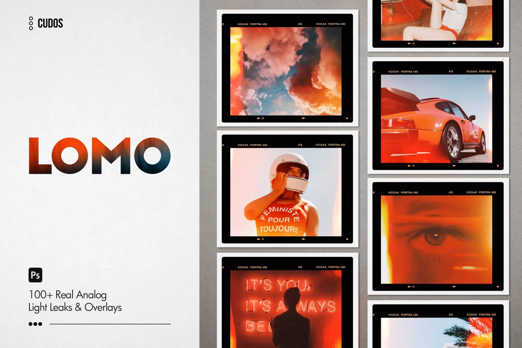 LOMO 100+ Analog Light Leaks & FX 100款逼真复古lomo漏光照片滤镜光斑胶片光影背景底纹图片素材