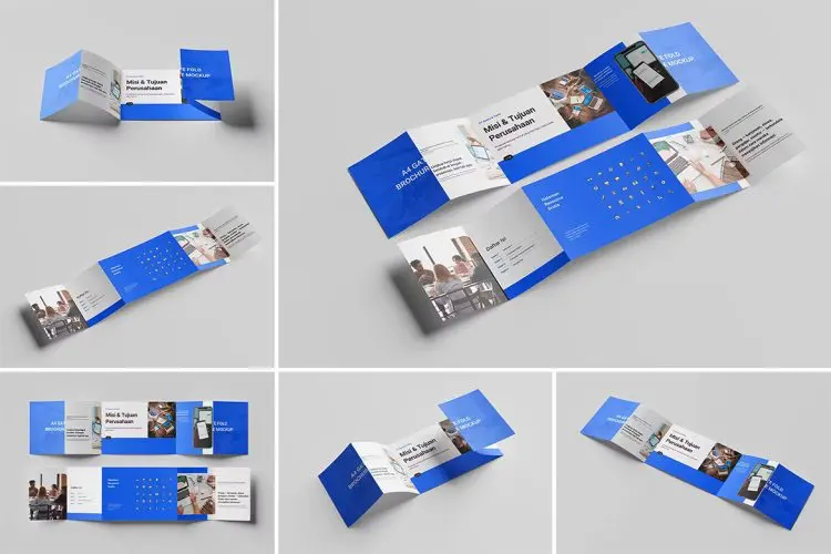 A4 Gate Fold Brochure Mockup  10张A4小册子三折页传单模型营销展示设计贴图ps样机素材模板