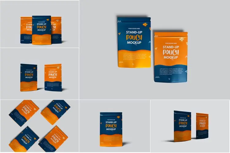 Stand Up Pouch Mockup 食品包装自立袋模型正面展示设计贴图ps样机素材模板