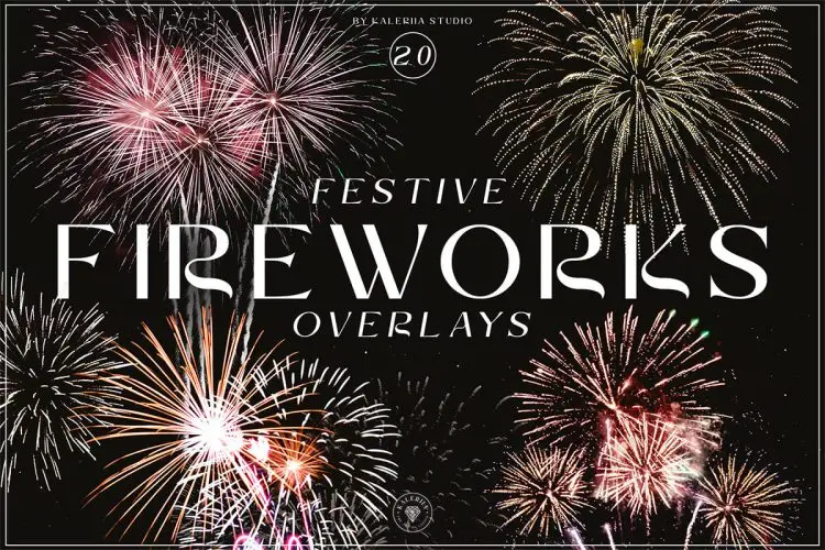 Festive Fireworks Overlays Set  20P节日烟花礼花绽放背景叠加图片webp免抠图设计素材