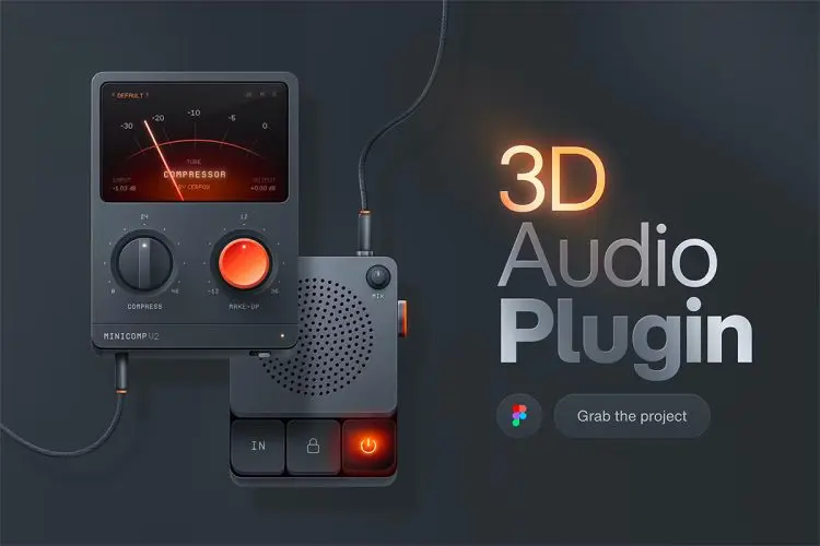 3D Audio Plugin UI  3D音频压缩器扬声器用户操作ui界面设计模板