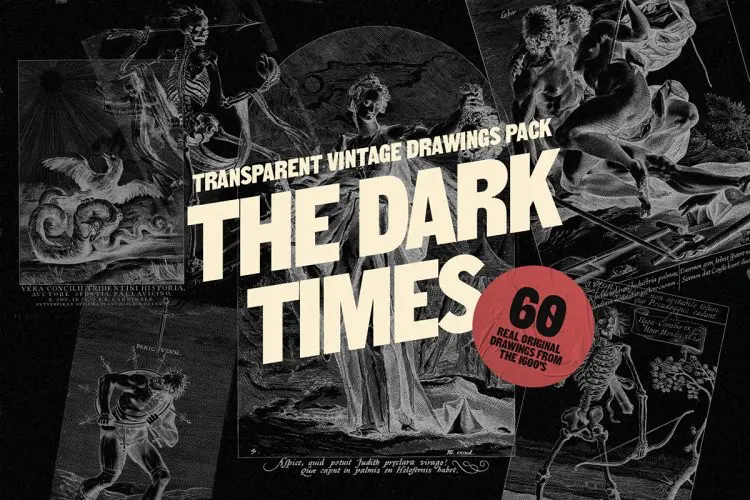 The Dark Times Drawings  60款高清复古希腊神话手绘线描装饰素描绘画背景底纹插画图片设计素材