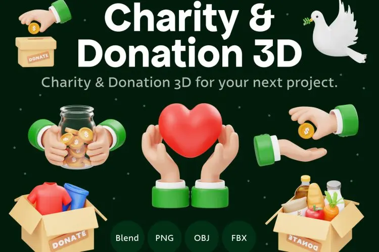 Charity And Donation 3D Icon  15款慈善机构和捐赠献爱心主题3D图标icon设计素材webp免抠图片