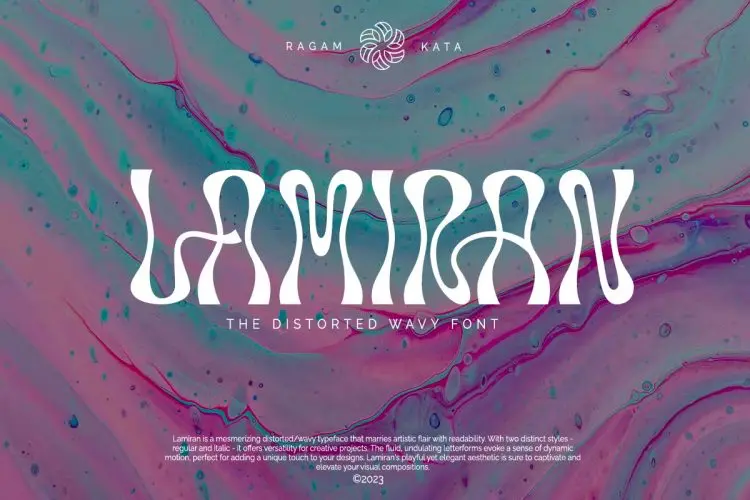Lamiran – Distorted Wavy Font 时尚复古杂志婚礼徽标设计装饰英文字体安装包