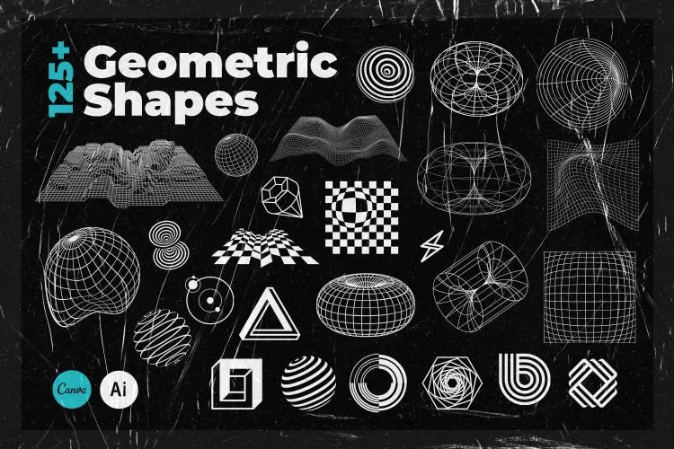 125+ Abstract Futuristic Shapes  125款现代抽象Hud科幻未来logo标识几何图形ai矢量设计素材源文件