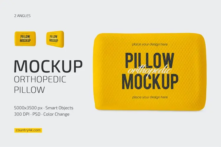 Orthopedic Pillow Mockup Set 矫形枕头睡枕靠枕模型品牌商标设计贴图ps样机素材模板