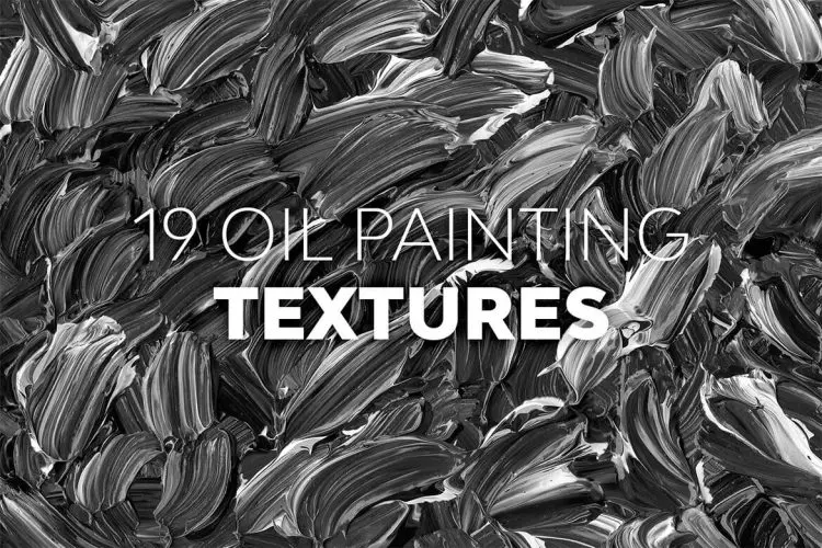 Oil Painting Textures 抽象艺术黑白单色油画笔刷绘画厚涂纹理背景图片设计素材