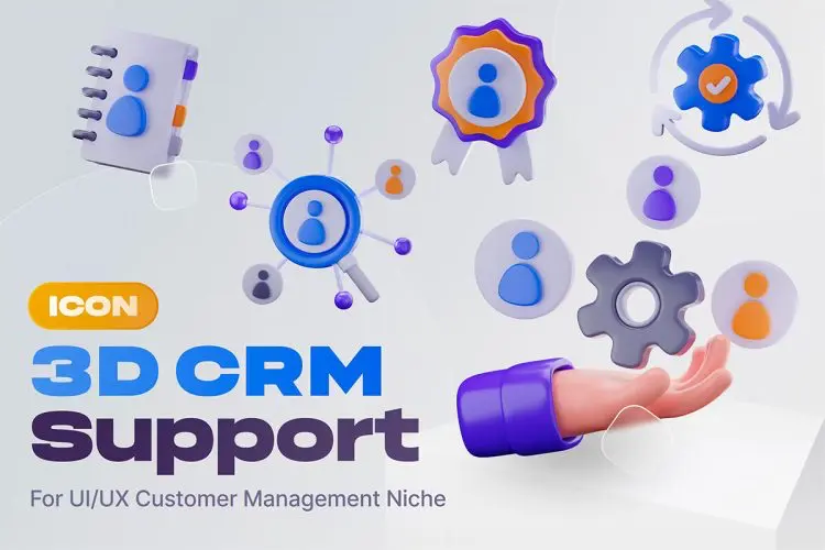 3D CRM Support Icon Set  20个CRM系统3D图标设计客户管理系统icon图标Blender素材下载