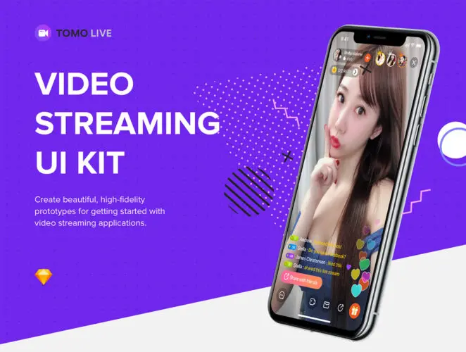 TOMO Video Live-streaming app UI Kit 20张在线社交直播应用免费app界面ui设计百度云盘免费下载