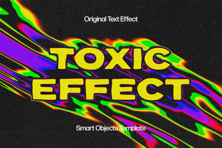Trippy Acid Text Effect 迷幻垃圾摇滚失真融化酸性文字母预制效果ps特效样机素材模板
