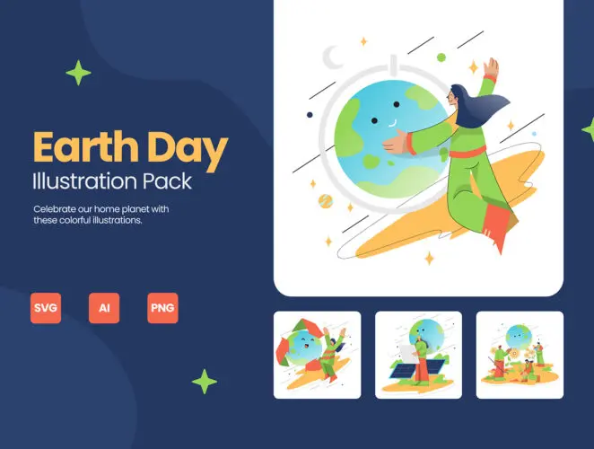 Earth Day Illustration Pack 10幅地球日爱护地球插图插画ai矢量素材源文件