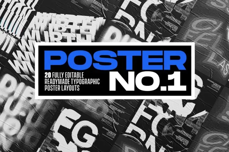 Typographic Poster Layouts No.01 20款创意抽象主视觉海报标题特效字体平面设计ps样机素材源文件