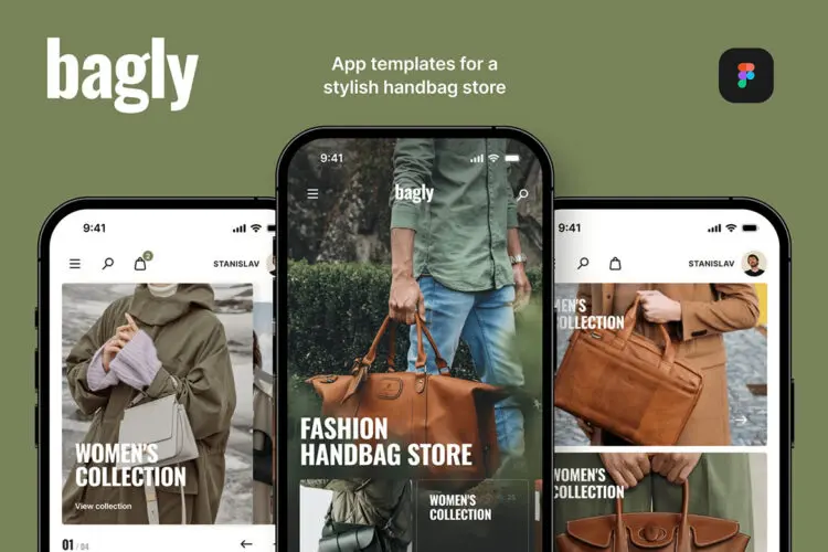 Bagly Handbags Shop App Templates 休闲服饰电商ui套件_移动在线购物iOS手机用户界面设计