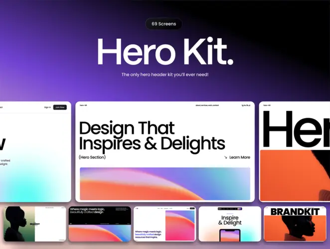 Hero Header Kit 69款现代时尚极简网站登录页首页网页ui界面设计figma素材模板