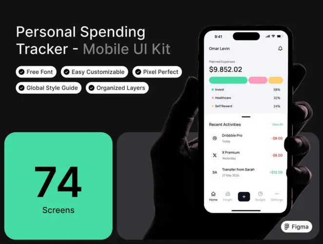 BalancePro – Personal Spending Tracker App UI kit 74屏个人支出财务管理记账APP应用程序 UI 套件
