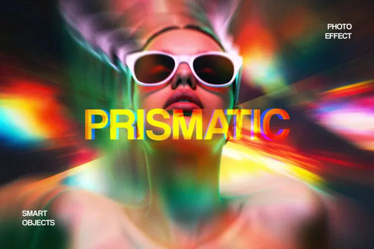 Bright Prism Photo Effect 彩虹棱镜叠影折射光泄露照片图像滤镜ps特效样机素材