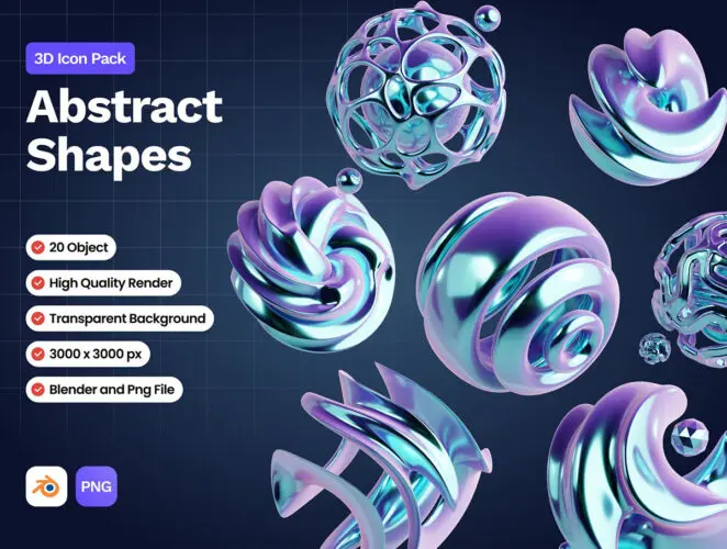 20款3D抽象几何图形装饰元素模型webp免抠图设计素材 20 Abstract Shape 3D Pack